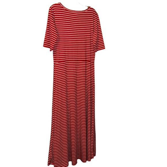 NWOT LulaRoe Ana Scoop Neck red stripe 3/4 Sleeve Maxi Dress plus size 3X - Picture 3 of 4